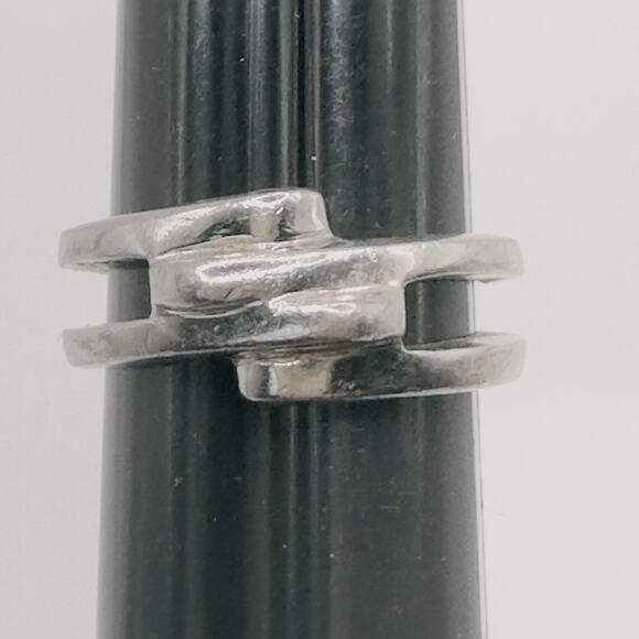 Sterling Silver Wrap Ring Size 7.75 Double Band Modernist 925 NF Vintage - Picture 11 of 14